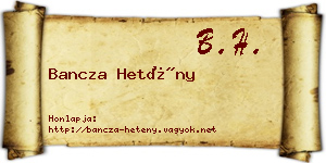 Bancza Hetény névjegykártya